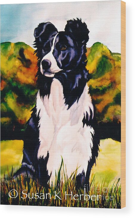 Dog Wood Print featuring the painting Seeker by Susan Herber