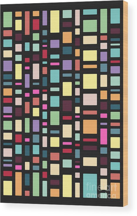 Square Wood Print featuring the digital art Seventeen Pattern Dark by Freshinkstain