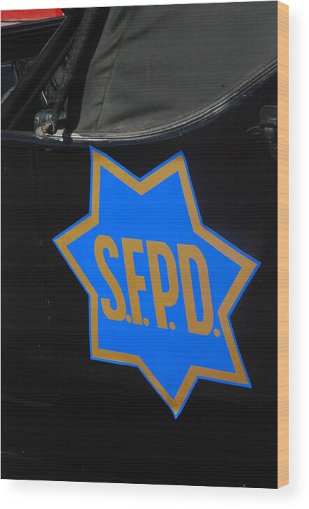 Antique Car Wood Print featuring the photograph SFPD Emblem by T C Brown