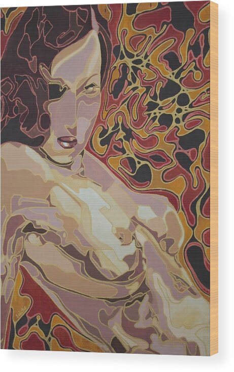 Nudes Wood Print featuring the painting She Only Wears Red by Taiche Acrylic Art