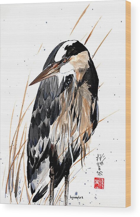 Chinese Brush Painting Wood Print featuring the painting Silent Resolve by Bill Searle