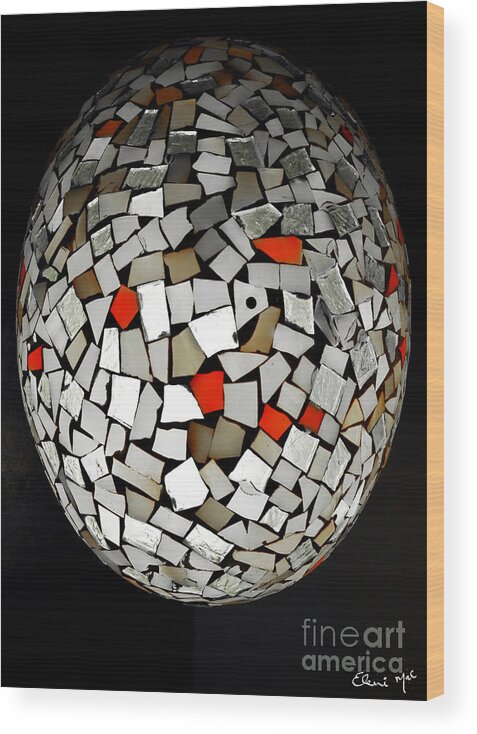 Art Wood Print featuring the digital art Silver Egg by Eleni Synodinou