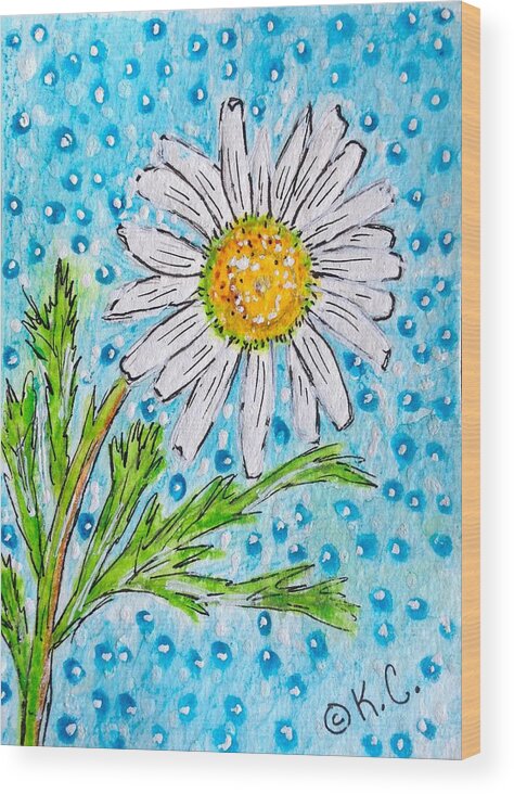 Daisy Wood Print featuring the painting Single Summer Daisy by Kathy Marrs Chandler