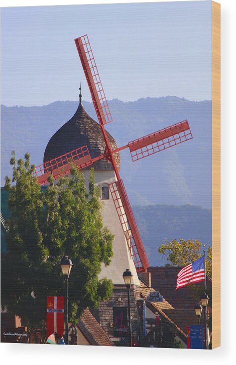 Solvang Windmill Wood Print featuring the photograph Solvang Windmill by Ivete Basso Photography