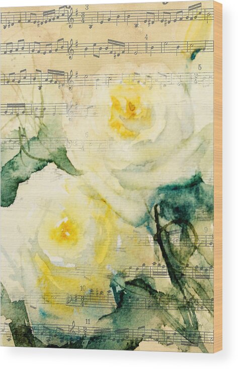 Roses Wood Print featuring the painting Song of Roses by Sandra Strohschein