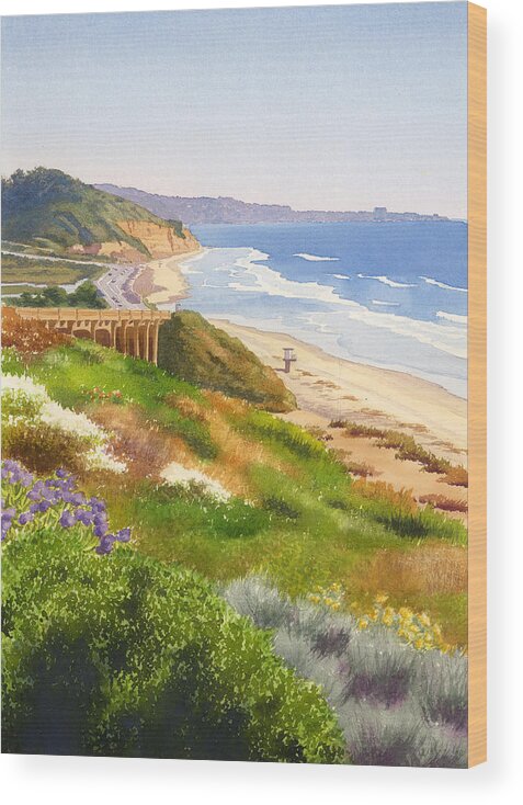 California Wood Print featuring the painting Spring View of Torrey Pines by Mary Helmreich