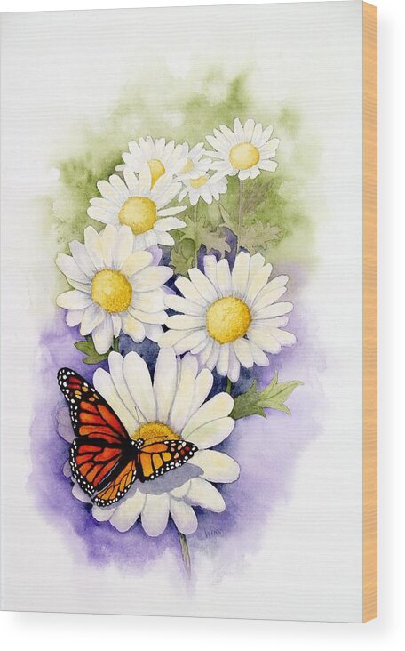 Watercolor Floral Wood Print featuring the painting Springtime Daisies by Brett Winn