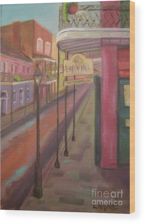 New Orleans Wood Print featuring the painting St. Peter Street by Lilibeth Andre