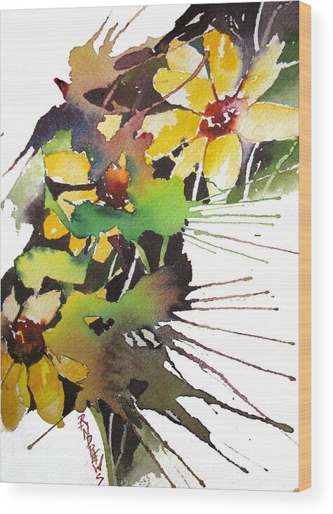 Flowers Wood Print featuring the painting Starburst by Rae Andrews