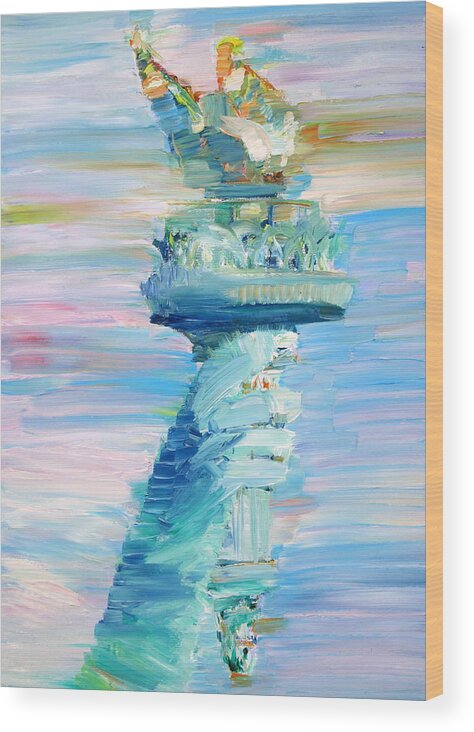 Statue Wood Print featuring the painting Statue Of Liberty - The Torch by Fabrizio Cassetta