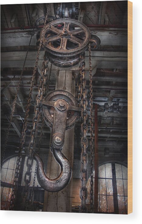 Hdr Wood Print featuring the photograph Steampunk - Industrial Strength by Mike Savad