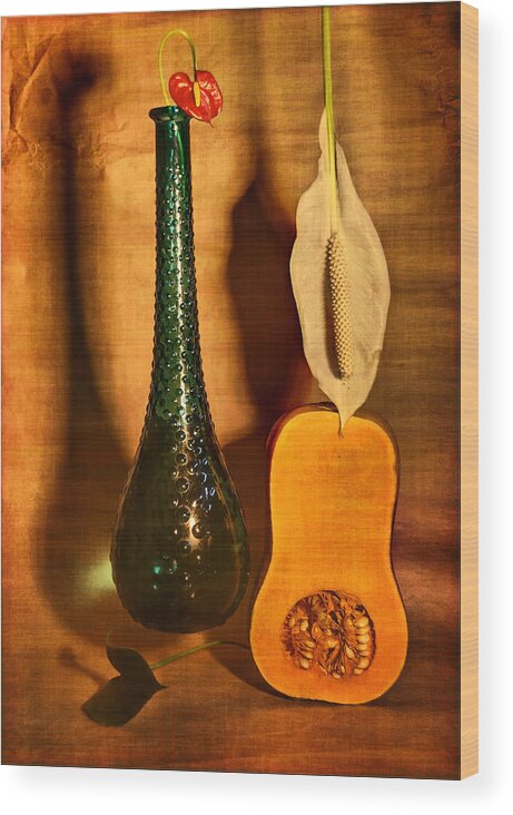 Still Life Wood Print featuring the photograph Still life with butternut squash by Andrei SKY