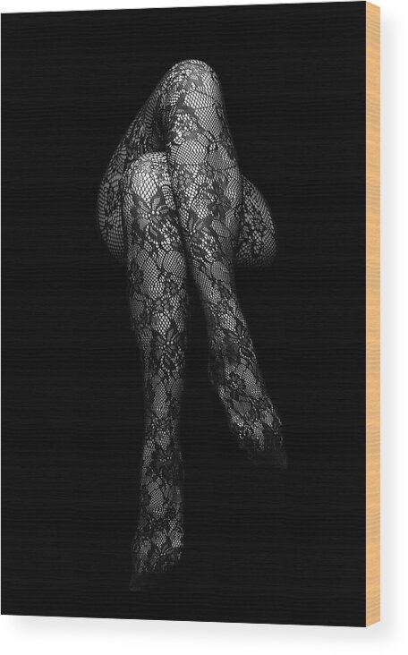 Legs Wood Print featuring the photograph Stockings by N?ndor L?szl?