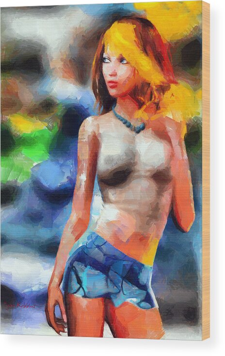 Woman Wood Print featuring the painting Strike a Pose by Tyler Robbins