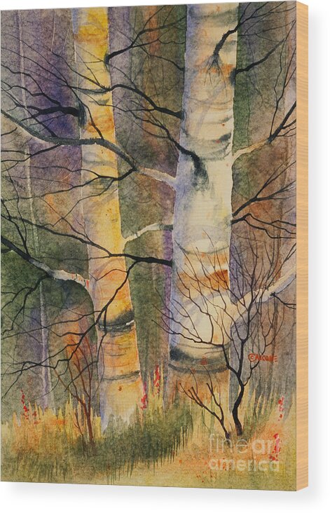 Summer Birch Ii Wood Print featuring the painting Summer Birch II by Teresa Ascone