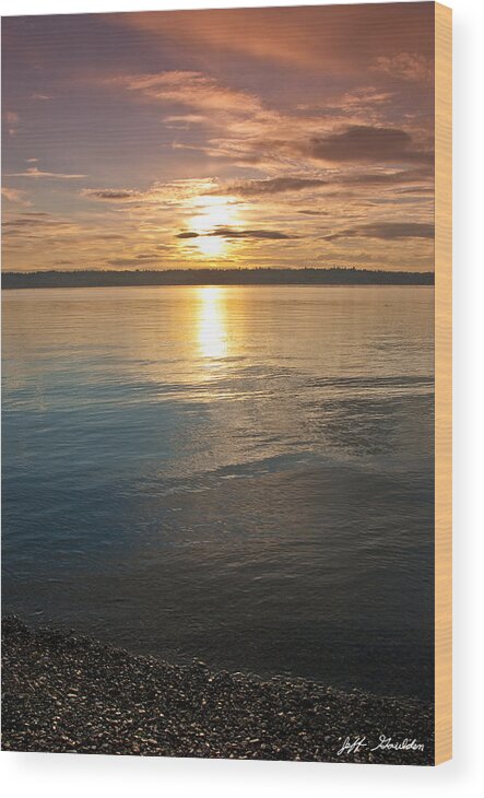 Beauty In Nature Wood Print featuring the photograph Sunset Over Puget Sound by Jeff Goulden