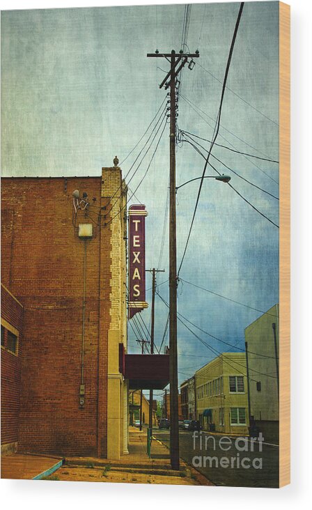 Texas Wood Print featuring the photograph Texas theater by Elena Nosyreva