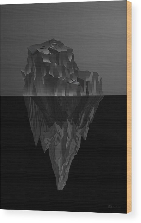 'black On Black' Collection By Serge Averbukh Wood Print featuring the digital art The Black Iceberg by Serge Averbukh