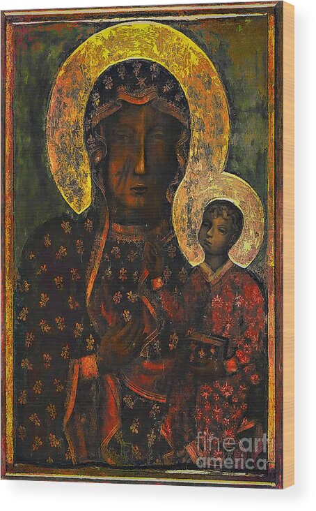 Poland Wood Print featuring the painting The Black Madonna by Andrzej Szczerski