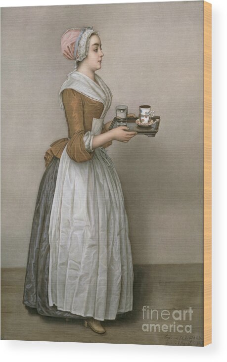 Servant Wood Print featuring the painting The Chocolate Girl by Jean-Etienne Liotard