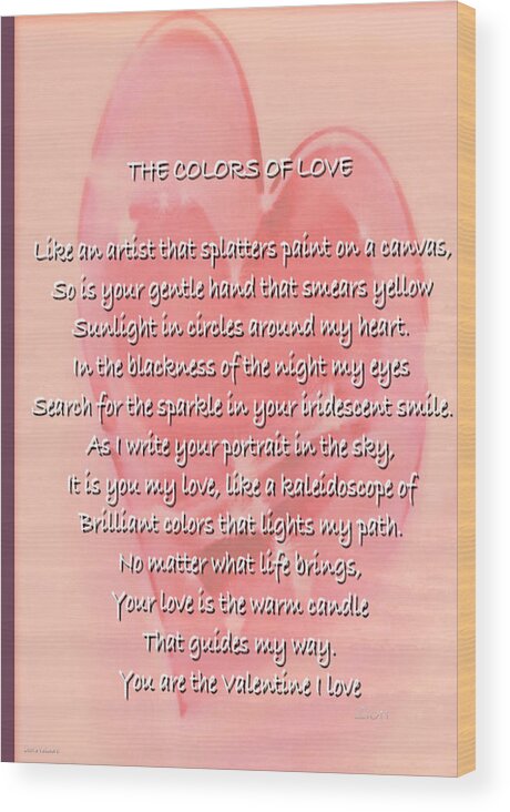 The Colors Of Love Card Wood Print featuring the photograph The Colors Of Love Card by Debra   Vatalaro