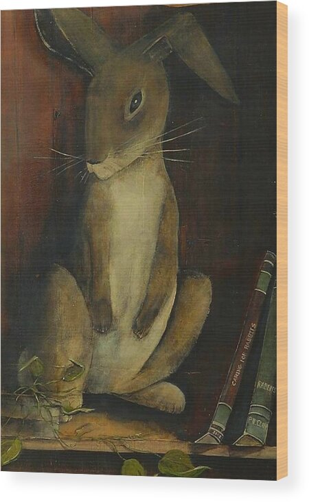 Jack Rabbit Wood Print featuring the painting The Jack Rabbit by Diane Strain
