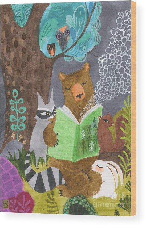Librarian Wood Print featuring the painting The Libearian by Kate Cosgrove
