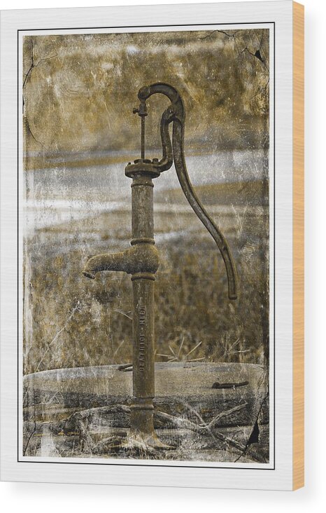 Water Pump. Well Pump Wood Print featuring the photograph The Old Pump by Karen McKenzie McAdoo