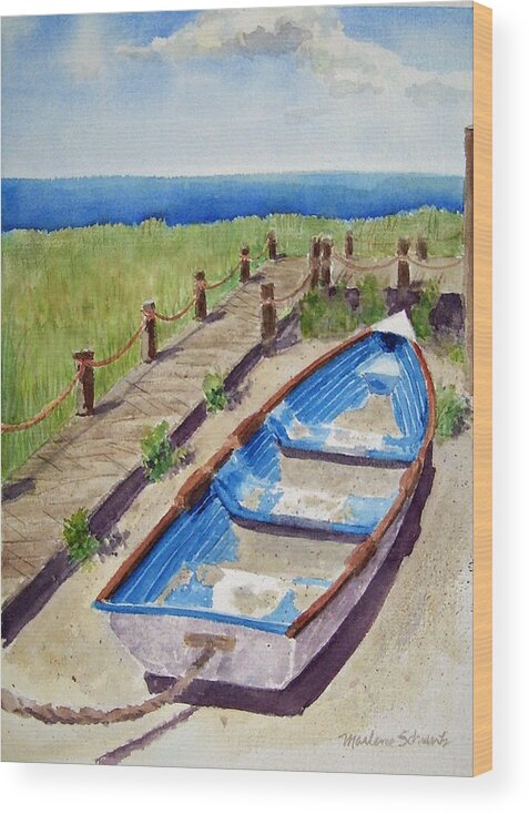 Boat Wood Print featuring the painting The Sandy Boat by Marlene Schwartz Massey