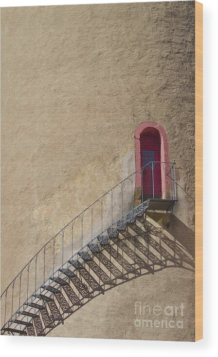 Castle Wood Print featuring the photograph The Staircase to the Red Door by Heiko Koehrer-Wagner