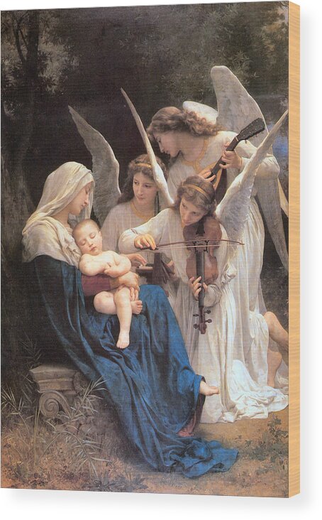 William Bouguereau Wood Print featuring the digital art The Virgin With Angels by William Bouguereau