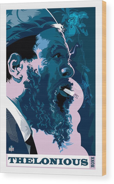 Thelonious Monk Portrait Wood Print featuring the digital art Thelonious Monk by Garth Glazier