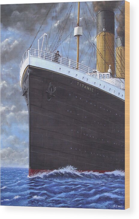 Titanic Wood Print featuring the painting Titanic at sea full speed ahead by Martin Davey