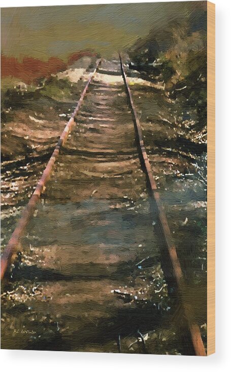 Tracks Wood Print featuring the painting Train Track to Hell by RC DeWinter