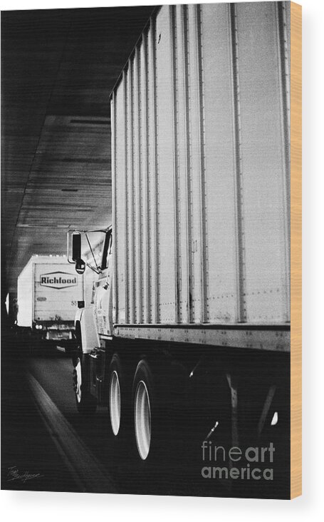Traffic Wood Print featuring the photograph Truck Traffic in Tunnel by Tom Brickhouse