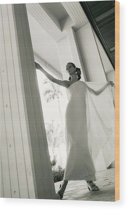 Fashion Wood Print featuring the photograph Veruschka Wearing A Stern & Stern Dress by Franco Rubartelli