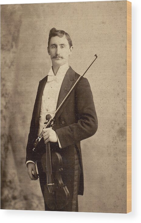 1890 Wood Print featuring the photograph Violinist, C1900 by Granger