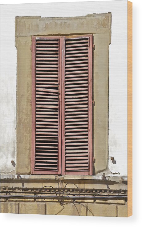 Europe Wood Print featuring the photograph Weathered Brown Wood Window Shutters of Tuscany by David Letts