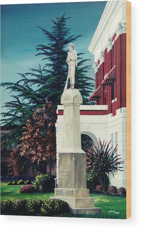 Civil Wood Print featuring the painting White County Courthouse - Civil War Memorial by Glenn Pollard