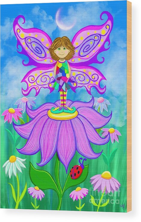 Fairy Wood Print featuring the painting Wild Flower Fairy by Nick Gustafson