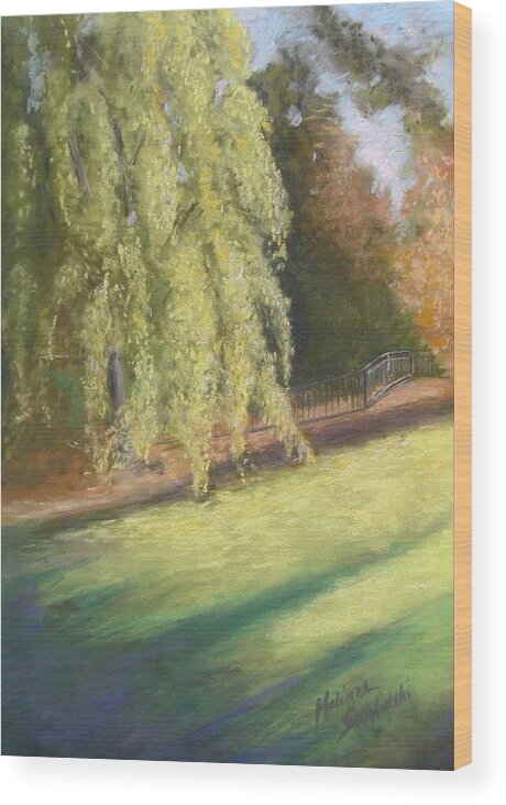 Weeping Willows Wood Print featuring the pastel Willow Way by Melinda Saminski