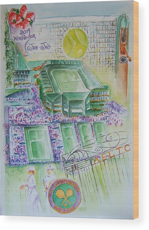 Wimbledon Wood Print featuring the painting Wimbledon 2014 by Elaine Duras