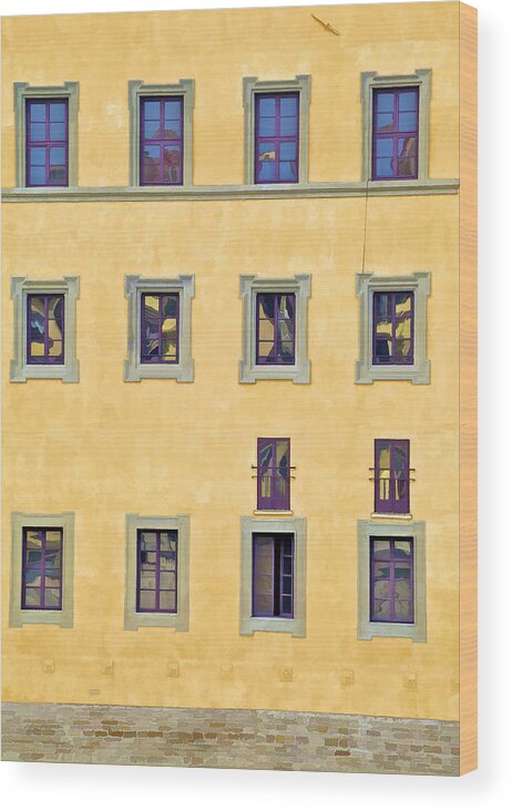 Brown Wood Print featuring the photograph Windows of Florence by David Letts