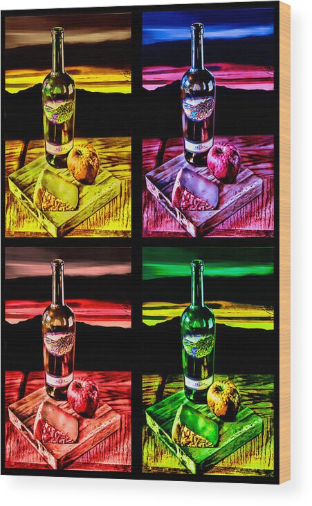 Wine Wood Print featuring the digital art Wine x 4 by Sharon Beth