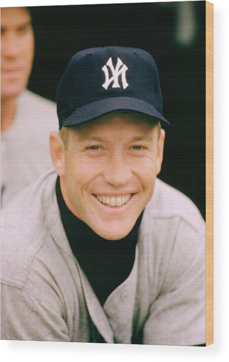 Marvin Newman Wood Print featuring the photograph Mickey Mantle Smile #1 by Retro Images Archive