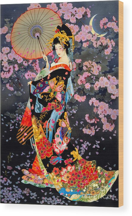 Adult Wood Print featuring the digital art Yozakura by MGL Meiklejohn Graphics Licensing