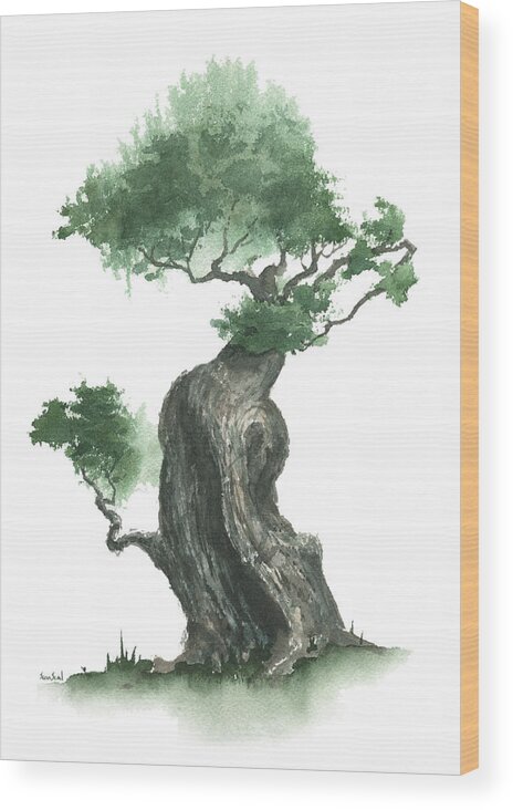 Zen Wood Print featuring the painting Zen Tree 1000 by Sean Seal