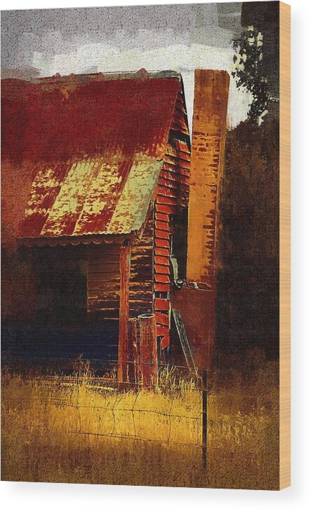 Rural Wood Print featuring the digital art Old house in Australia #1 by Fran Woods