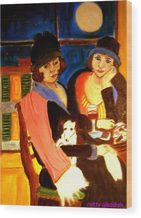 Art Deco Wood Print featuring the painting Sad Cafe #2 by Rusty Gladdish