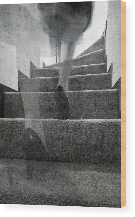 Ghost Wood Print featuring the photograph Stairs #2 by Laura Melis